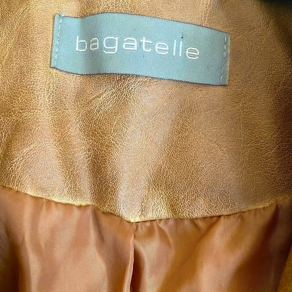 BAGATELLE Faux Leather Cropped Moto Jacket Size Small Caramel Brown X-Co… - Picture 3 of 9